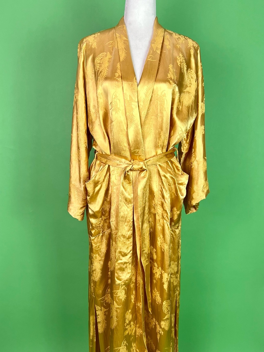 Vintage Gold Brocade Chinese Robe Glamorous Loungewear - One Size